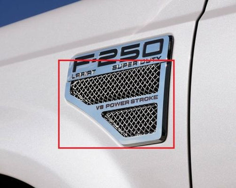 0810 FORD SUPER DUTY(ALL MODELS) MESH SIDE VENT INSERT 2PC REPLACES OE INSERT POLISHED