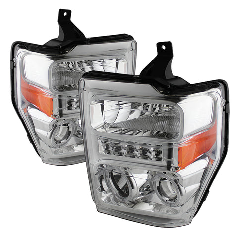 Xtune Ford F250/350/450 Super Duty 08-10 Projector Headlights LED Halo Chrome PRO-JH-FS08-LED-C