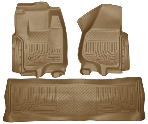 Husky Liners 2012.5 Ford SD Crew Cab WeatherBeater Combo Tan Floor Liners (w/o Manual Trans Case)