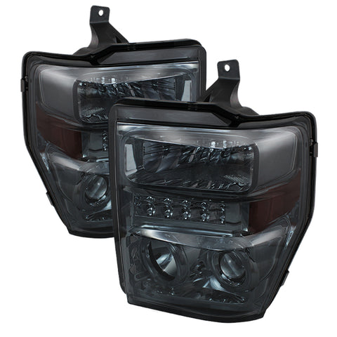 Xtune Ford F250/350/450 Super Duty 08-10 Projector Headlights LED Halo Smoke PRO-JH-FS08-LED-SM