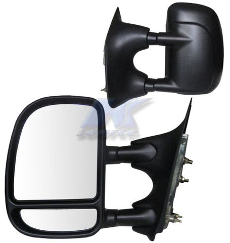 9907 FORD F250F550 SUPER DUTY PAIR MANUAL FOLDAWAY OE MIRROR BLACK EXTENDABLE TOWING DUAL GLASS